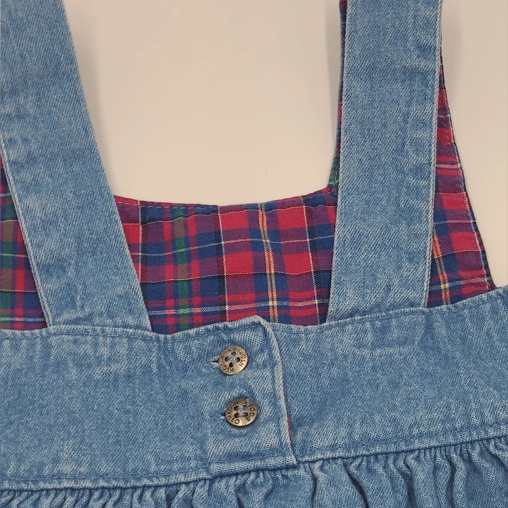 Vintage Oshkosh plaid heart denim jumper size 4T